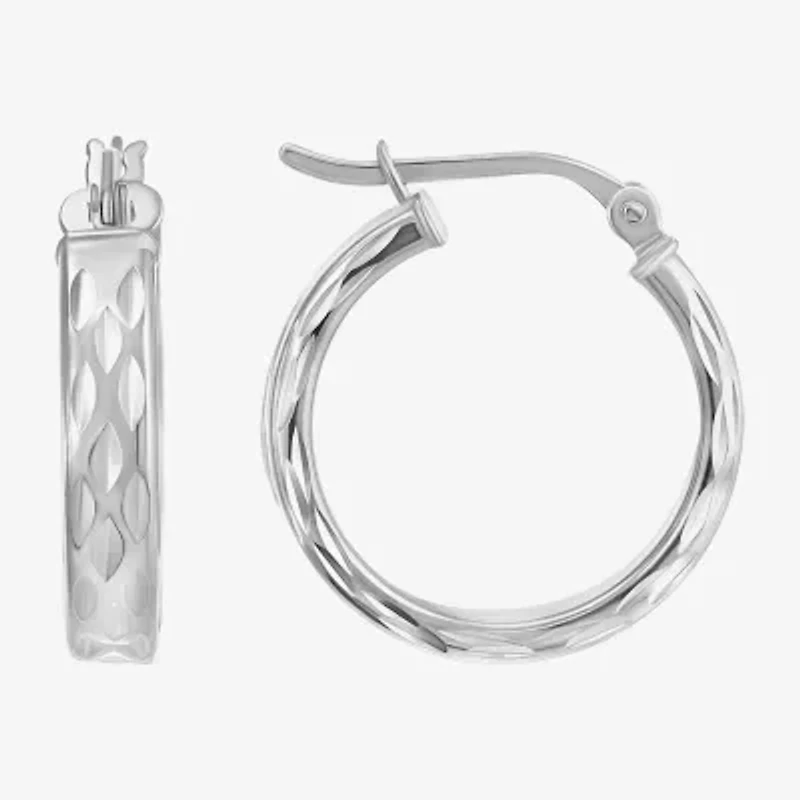 Womens Sterling Silver 20mm Round Hoop Earrings