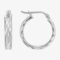 Womens Sterling Silver 20mm Round Hoop Earrings