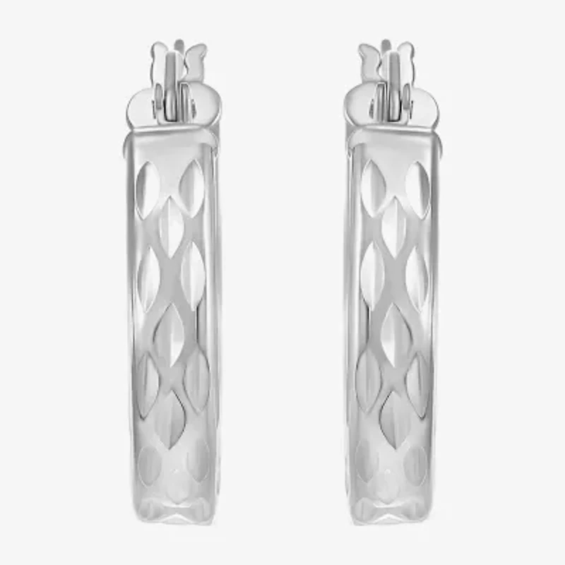 Womens Sterling Silver 20mm Round Hoop Earrings