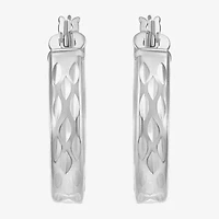 Womens Sterling Silver 20mm Round Hoop Earrings