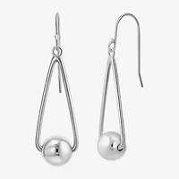 Womens Sterling Silver Ball Round Drop Earrings