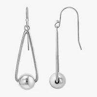 Womens Sterling Silver Ball Round Drop Earrings