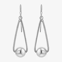Womens Sterling Silver Ball Round Drop Earrings