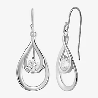 Womens Cubic Zirconia Sterling Silver Drop Earrings
