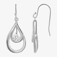 Womens Cubic Zirconia Sterling Silver Drop Earrings