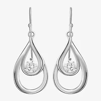 Womens Cubic Zirconia Sterling Silver Drop Earrings