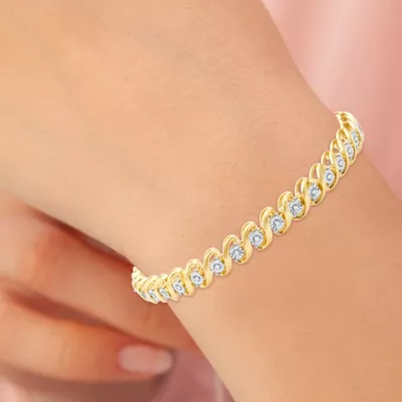 Womens 1/2 CT. T.W. Natural White Diamond 14K Gold Over Silver 7.5 Inch Tennis Bracelet
