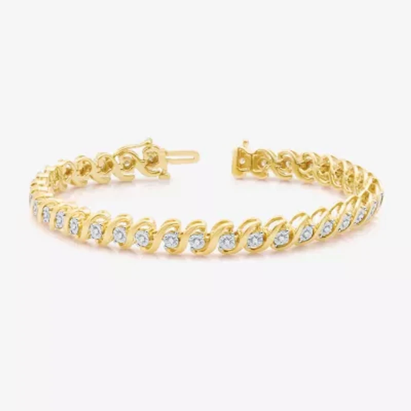 Womens 1/2 CT. T.W. Natural White Diamond 14K Gold Over Silver 7.5 Inch Tennis Bracelet