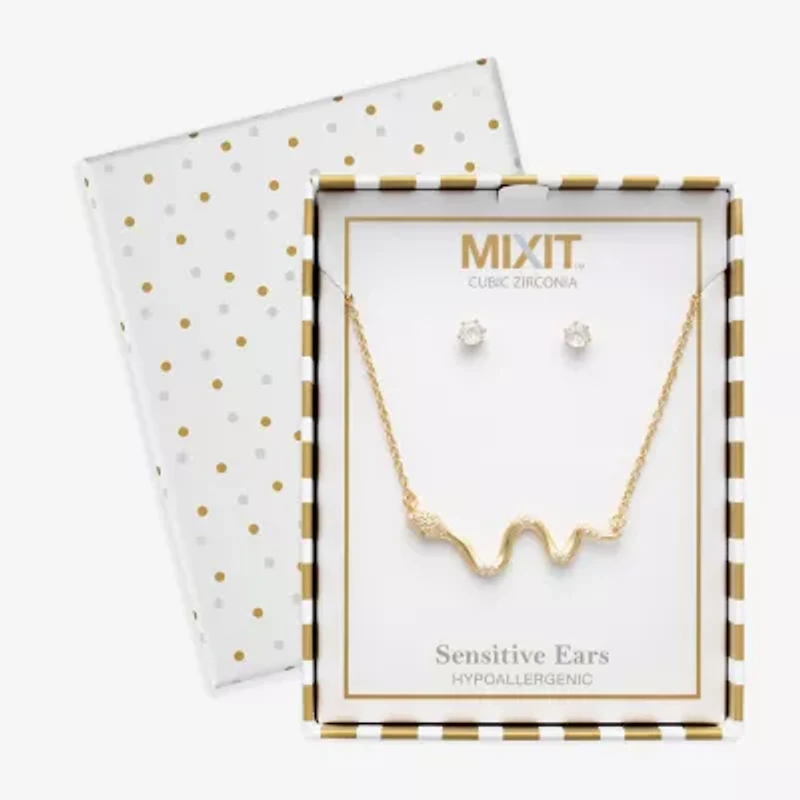 Mixit Womens Cubic Zirconia Hypoallergenic 2-pc. Jewelry Set