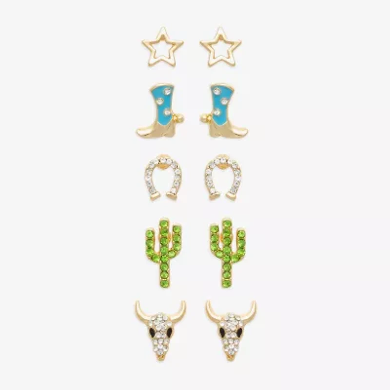 Mixit Womens Multi Color Glass Star Hypoallergenic 5 Pair Earring Set