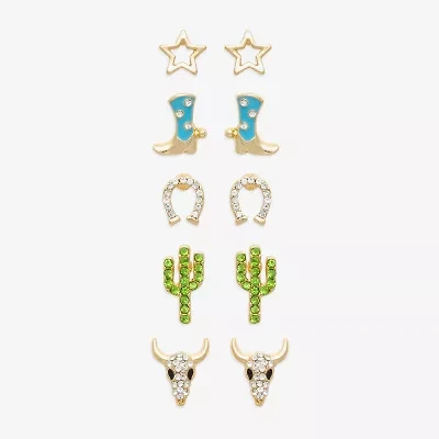 Mixit Womens Multi Color Glass Star Hypoallergenic 5 Pair Earring Set