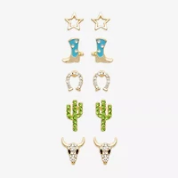 Mixit Womens Multi Color Glass Star Hypoallergenic 5 Pair Earring Set