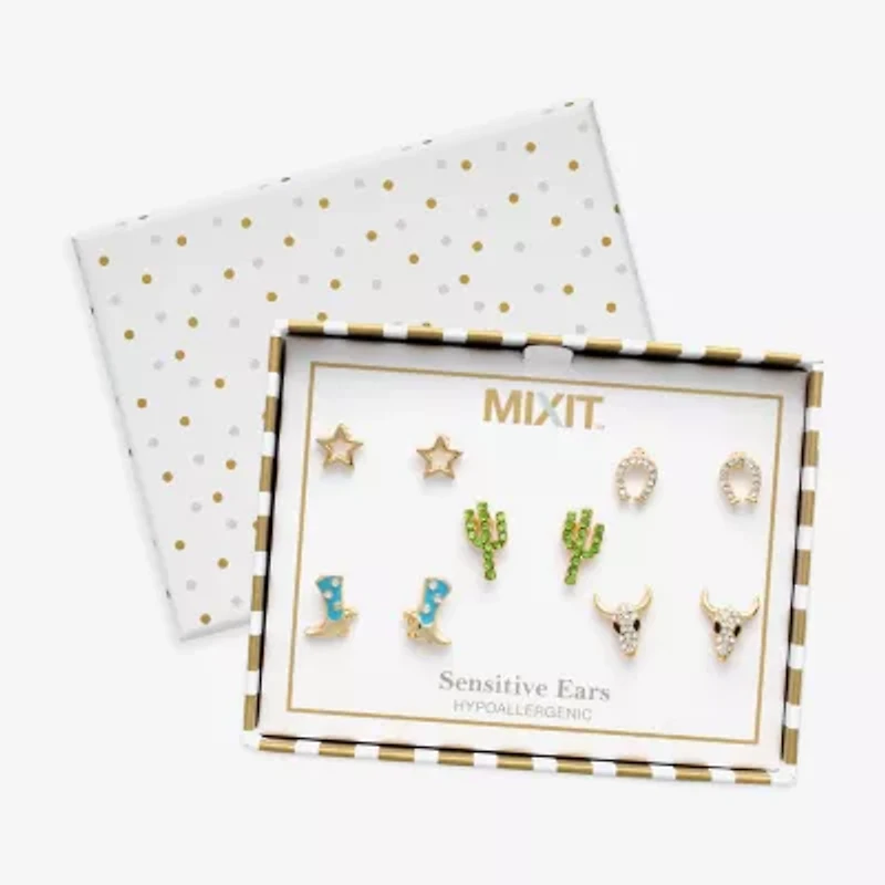 Mixit Womens Multi Color Glass Star Hypoallergenic 5 Pair Earring Set