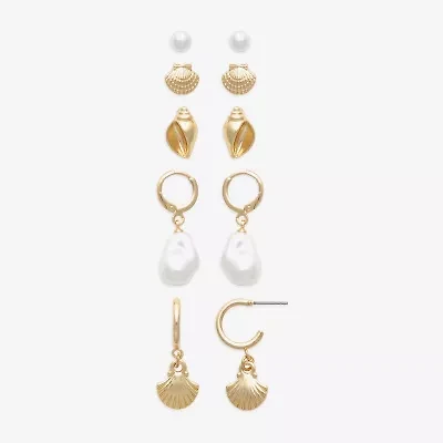 Mixit Womens Simulated Pearl Hypoallergenic 5 Pair Earring Set