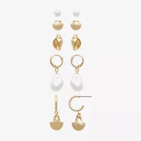 Mixit Womens Simulated Pearl Hypoallergenic 5 Pair Earring Set