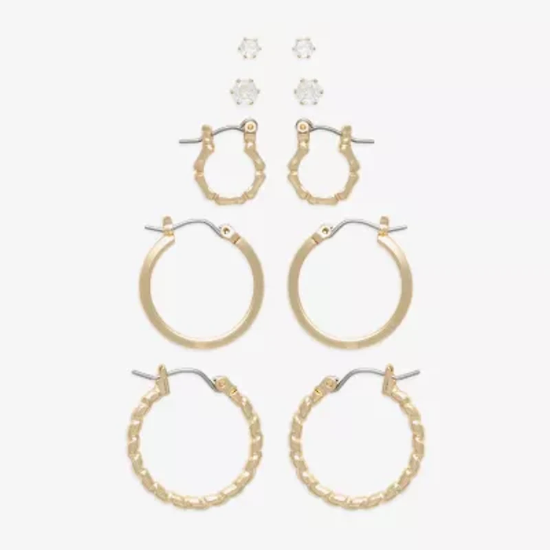 Mixit Womens Cubic Zirconia Hypoallergenic 5 Pair Earring Set