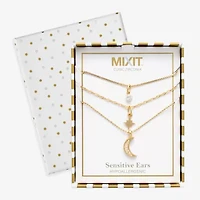 Mixit Womens Cubic Zirconia Moon Star Hypoallergenic 3-pc. Necklace Set