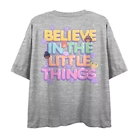 Polly Pocket Believe The Little Things Cropped Tee Womens Crew Neck Short Sleeve Loose Fit Juniors Graphic T-Shirt