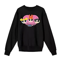Womens Juniors Crew Neck Long Sleeve Powerpuff Girls Sweatshirt