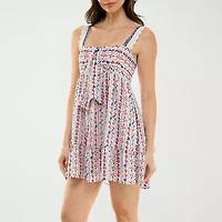 City Triangle Womens Sleeveless Floral Babydoll Dress Juniors