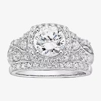DiamonArt® Womens 2 CT. T.W. White Cubic Zirconia Sterling Silver Bridal Set