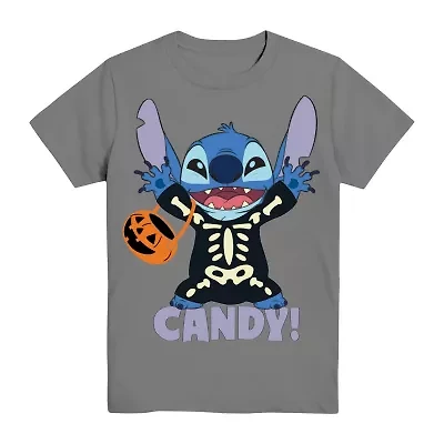 Disney Collection Little & Big Kid Boys Crew Neck Short Sleeve Regular Fit Lilo Stitch Graphic T-Shirt