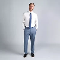 Haggar Premium Comfort Tonal Plaid Mens Classic Fit Dress Flat Front Pant
