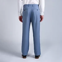 Haggar Premium Comfort Tonal Plaid Mens Classic Fit Dress Flat Front Pant