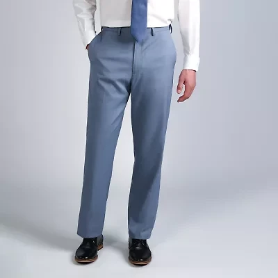 Haggar Premium Comfort Tonal Plaid Mens Classic Fit Flat Front Pant