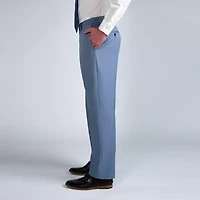 Haggar Premium Comfort Tonal Plaid Mens Classic Fit Dress Flat Front Pant