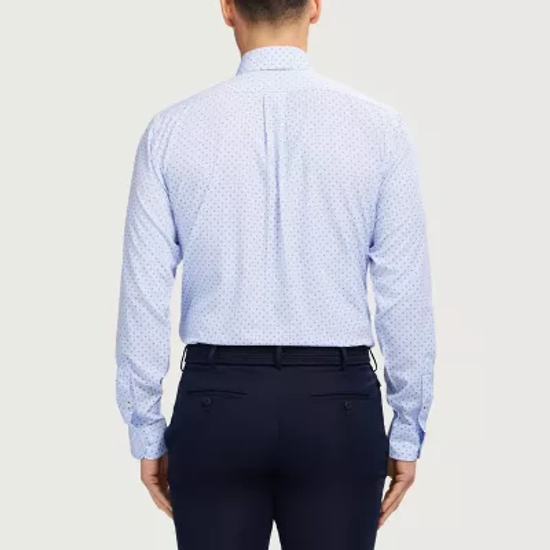 IZOD Traveler Mens Slim Fit Easy Care Wrinkle Free Long Sleeve Dress Shirt