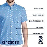 IZOD Breeze Mens Short Sleeve Athletic Fit Button-Down Shirt