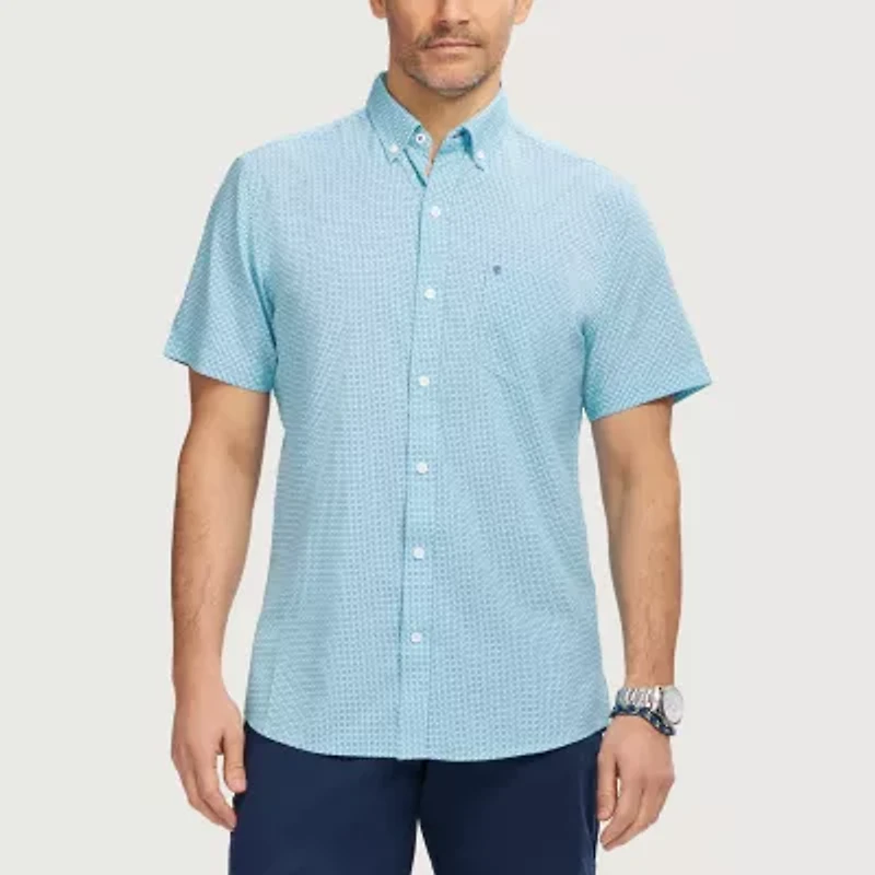 IZOD Breeze Mens Short Sleeve Athletic Fit Button-Down Shirt