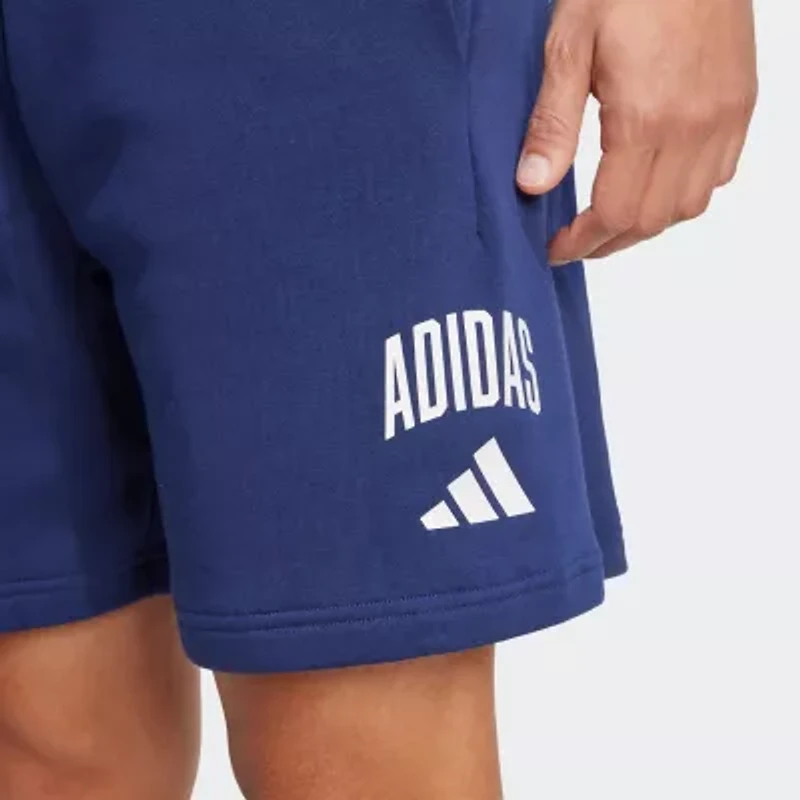 adidas Fleece Mens 7" Mid Rise Workout Shorts