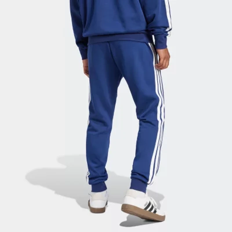 adidas 3 Stripe Mens Cuffed Mid Rise Regular Fit Fleece Active Jogger Pant