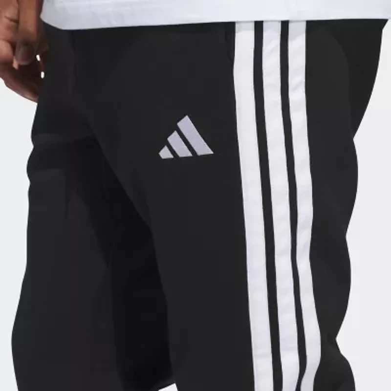 adidas 3 Stripe Mens Drawstring Waist Cuffed Regular Fit Fleece Active Jogger Pant