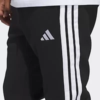 adidas 3 Stripe Mens Drawstring Waist Cuffed Regular Fit Fleece Active Jogger Pant