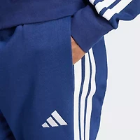 adidas 3 Stripe Mens Cuffed Mid Rise Regular Fit Fleece Active Jogger Pant