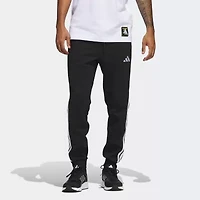 adidas 3 Stripe Mens Drawstring Waist Cuffed Regular Fit Fleece Active Jogger Pant