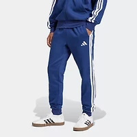 adidas 3 Stripe Mens Cuffed Mid Rise Regular Fit Fleece Active Jogger Pant