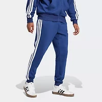 adidas 3 Stripe Mens Cuffed Mid Rise Regular Fit Fleece Active Jogger Pant