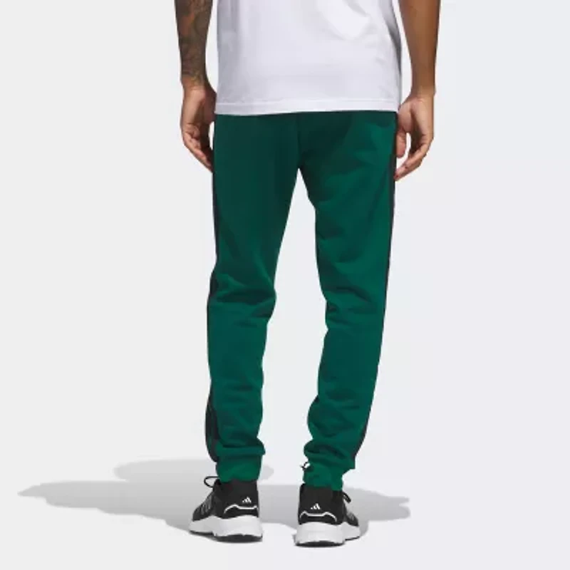 adidas 3 Stripe Mens Cuffed Mid Rise Regular Fit Fleece Active Jogger Pant