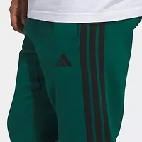 adidas 3 Stripe Mens Cuffed Mid Rise Regular Fit Fleece Active Jogger Pant