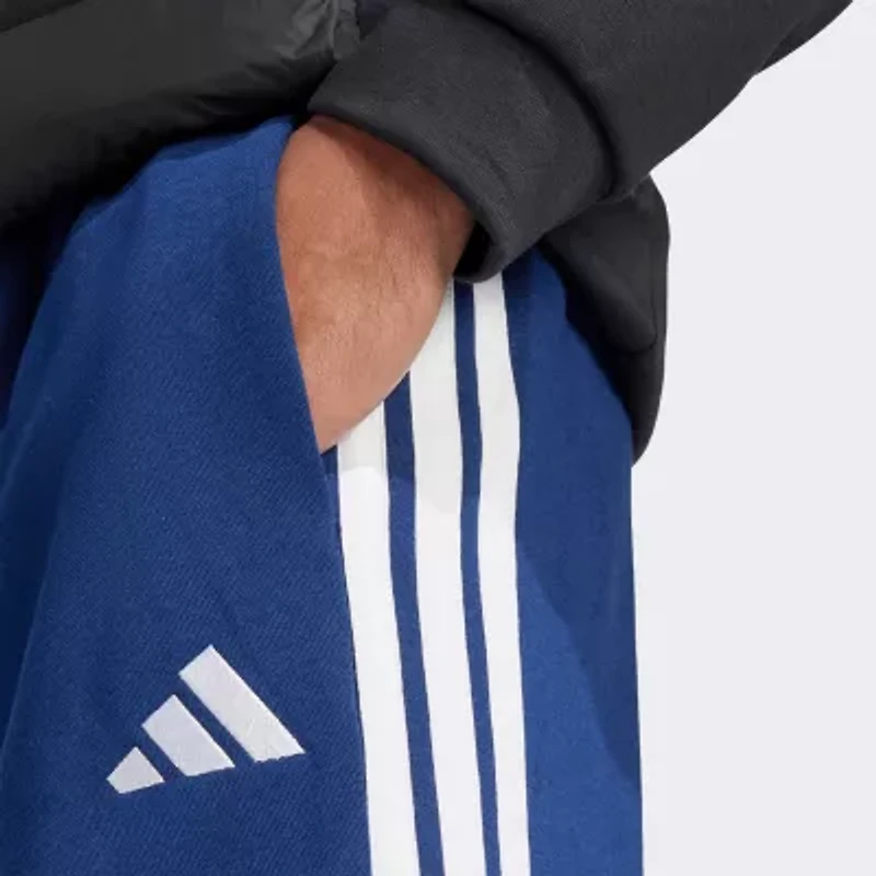 adidas 3 Stripe Mens Straight Mid Rise Regular Fit Fleece Sweatpant