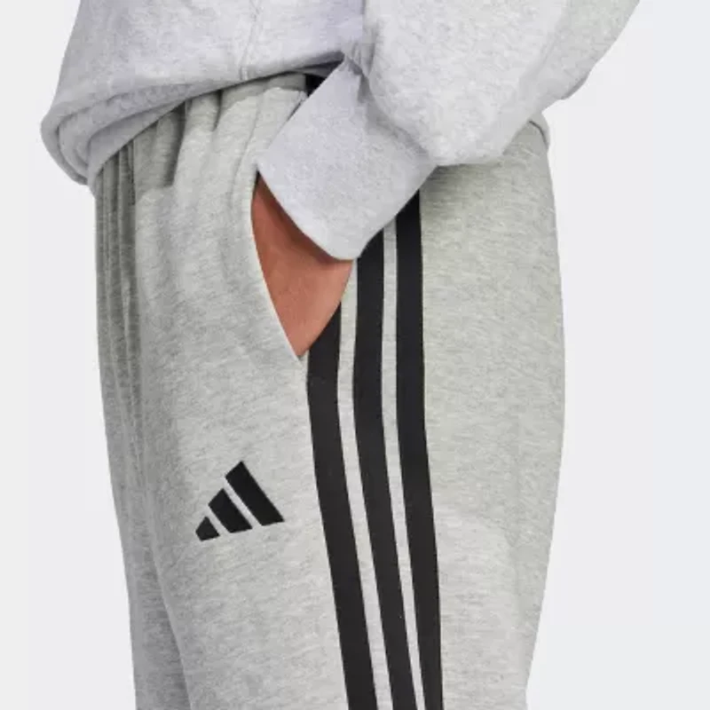 adidas 3 Stripe Mens Straight Mid Rise Regular Fit Fleece Sweatpant