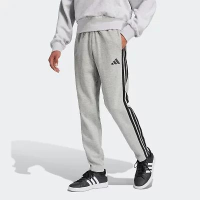 adidas 3 Stripe Mens Straight Mid Rise Regular Fit Fleece Sweatpant