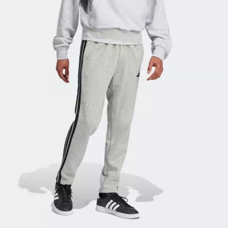adidas 3 Stripe Mens Straight Mid Rise Regular Fit Fleece Sweatpant