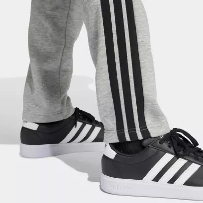 adidas 3 Stripe Mens Straight Mid Rise Regular Fit Fleece Sweatpant