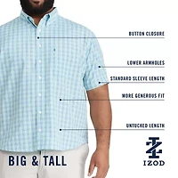 IZOD Breeze Mens Short Sleeve Classic Fit Stretch Fabric Big and Tall Button-Down Shirt