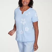 Alfred Dunner Womens Split Crew Neck Short Sleeve T-Shirt
